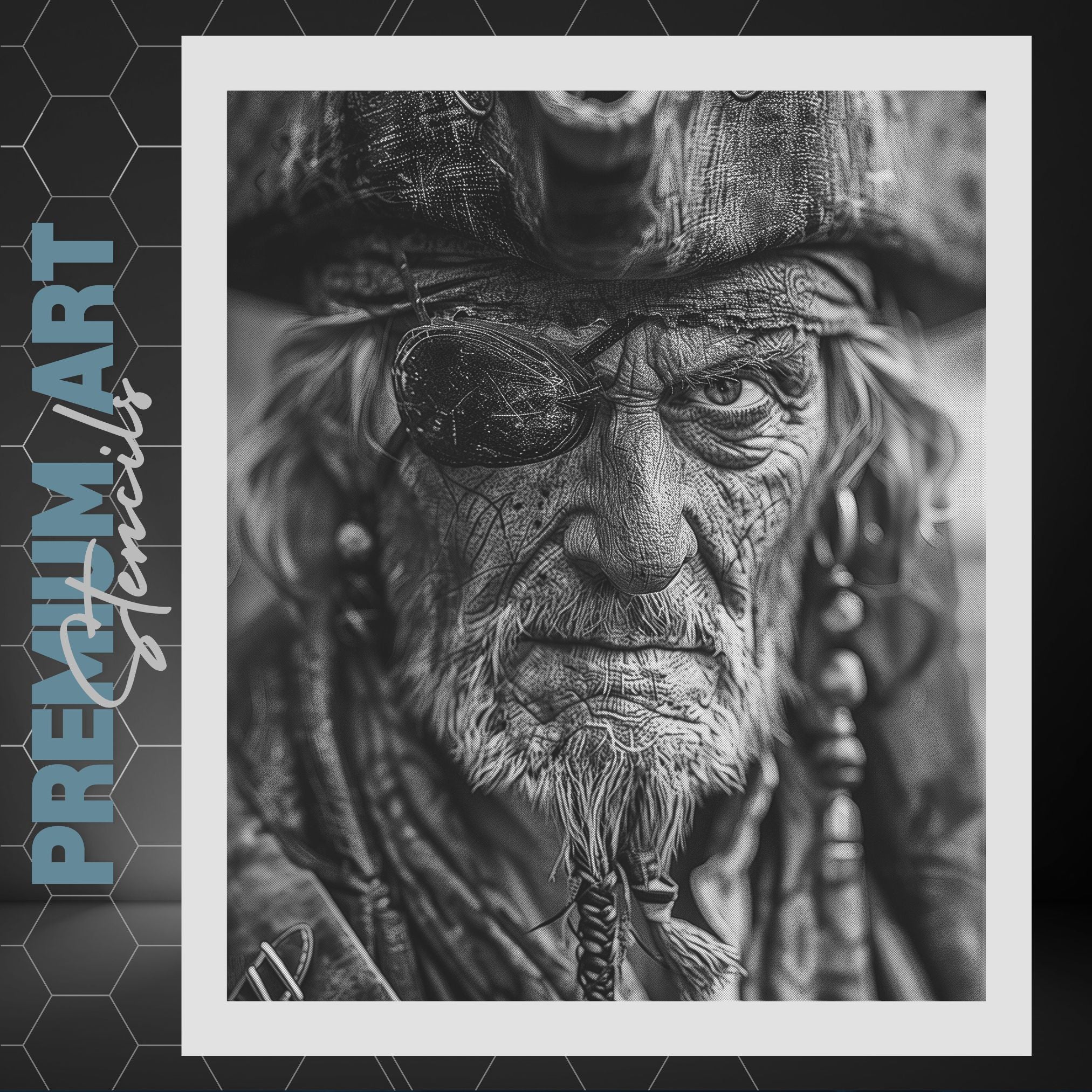 Feel the rugged spirit of the high seas with One-Eyed Jack. This hyper-detailed stencil brings the pirate's fierce determination and storied past to life, inviting you to connect with a timeless legend. Dive into his world of daring adventures and let your art capture the essence of a true pirate’s journey. Transform your painting hobby into a stress-free, relaxing experience with our easy-to-use HD Stencils. Create beautiful art effortlessly, no matter your skill level.